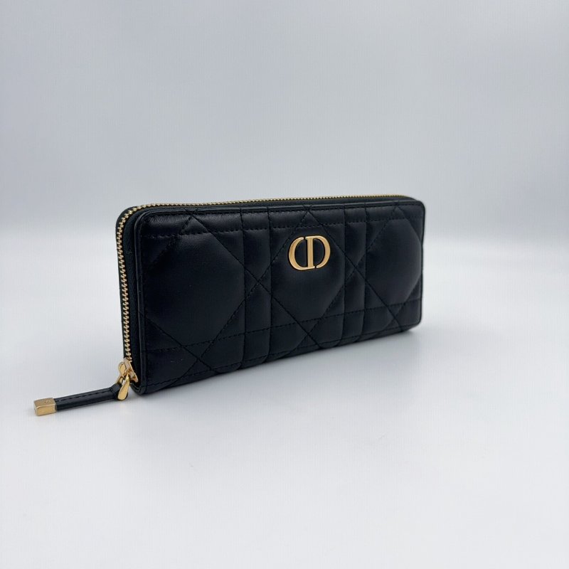 DIOR黑色羊皮MCaro薄款拉鍊的長夾(膠膜還在)-4