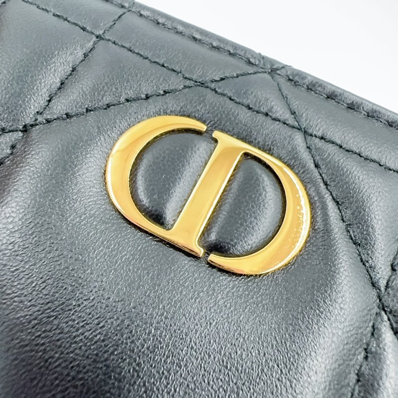 DIOR黑色羊皮MCaro薄款拉鍊的長夾(膠膜還在)-6