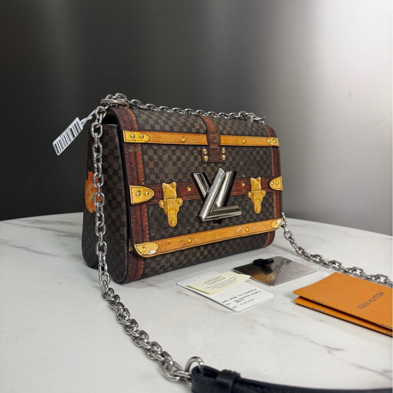 LOUIS VUITTON路易威登 中號扭扭帶全新鏡子金屬徽標搭配硬箱圖案單肩斜挎手提包-2