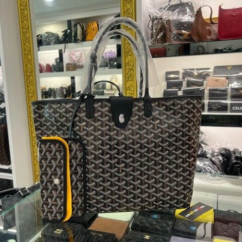 東區正精品㊣GOYARD Saint louis PM 全新黑色購物袋肩背包小款新款附包夾 RZ6383