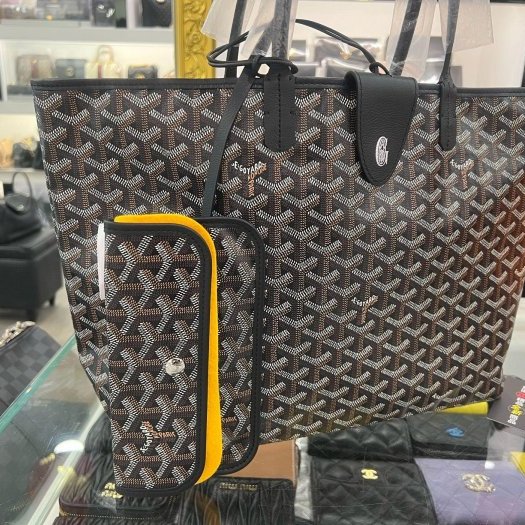 東區正精品㊣GOYARD Saint louis PM 全新黑色購物袋肩背包小款新款附包夾 RZ6383-1