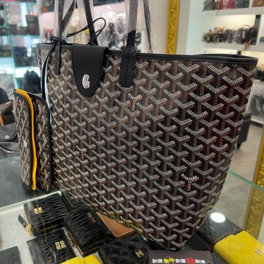 東區正精品㊣GOYARD Saint louis PM 全新黑色購物袋肩背包小款新款附包夾 RZ6383-13