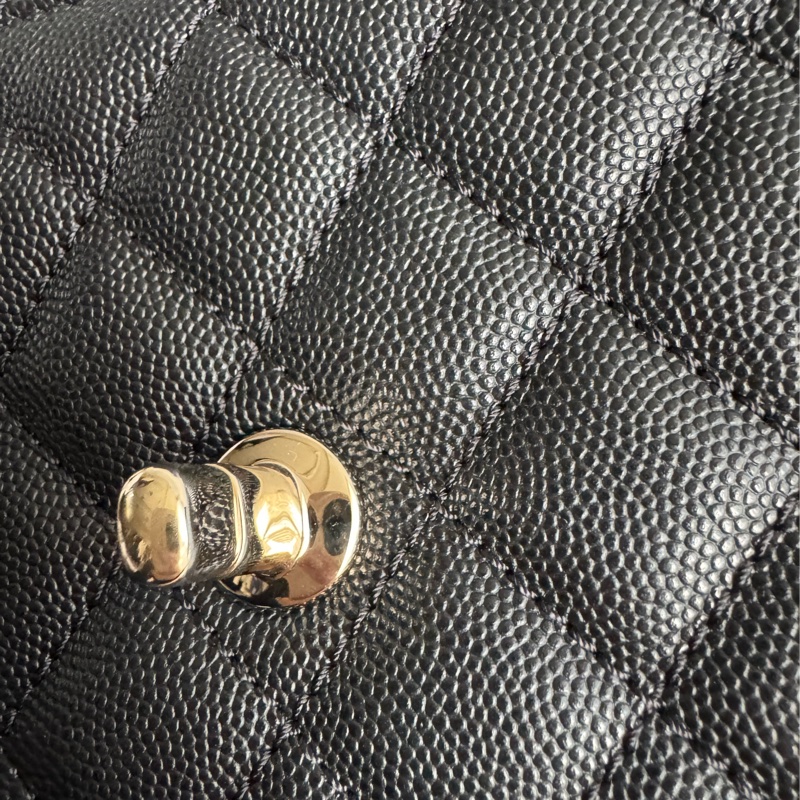 Chanel黑荔枝淡金雙C mini handle-16