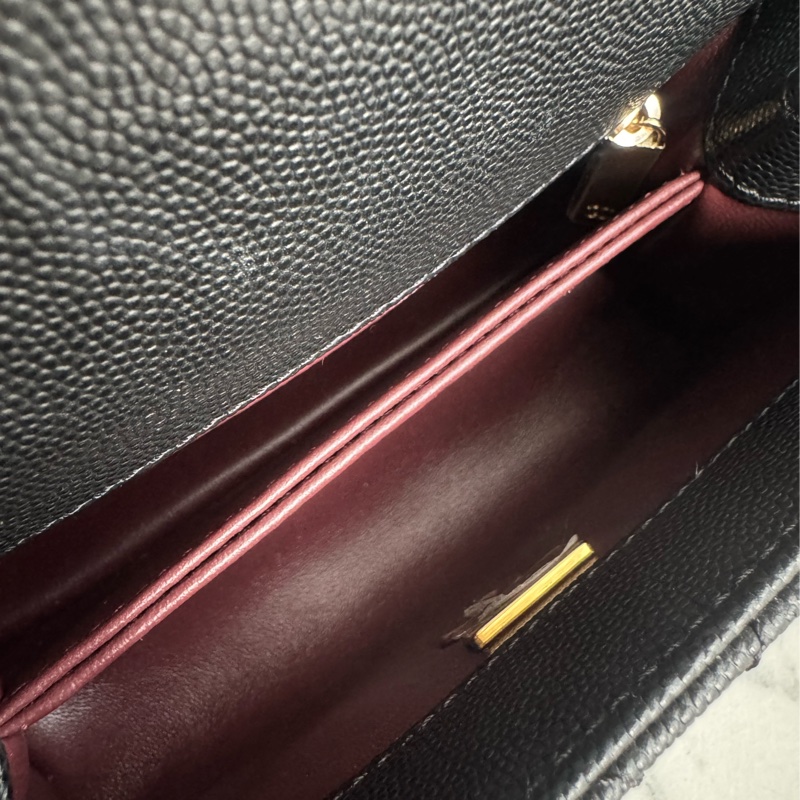 Chanel黑荔枝淡金雙C mini handle-22