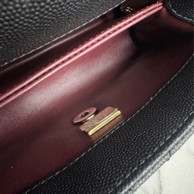 Chanel黑荔枝淡金雙C mini handle-23