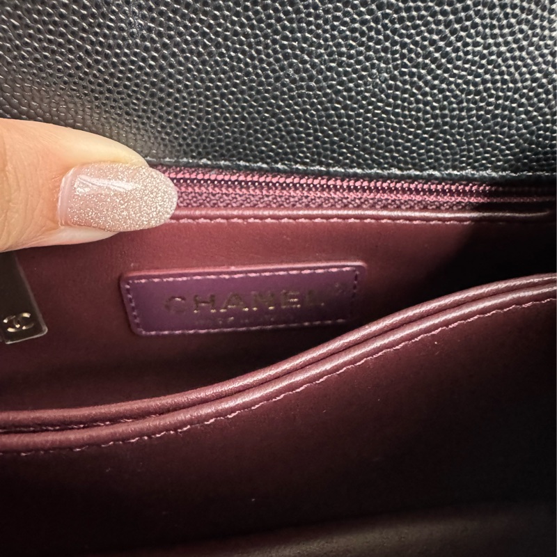 Chanel黑荔枝淡金雙C mini handle-24