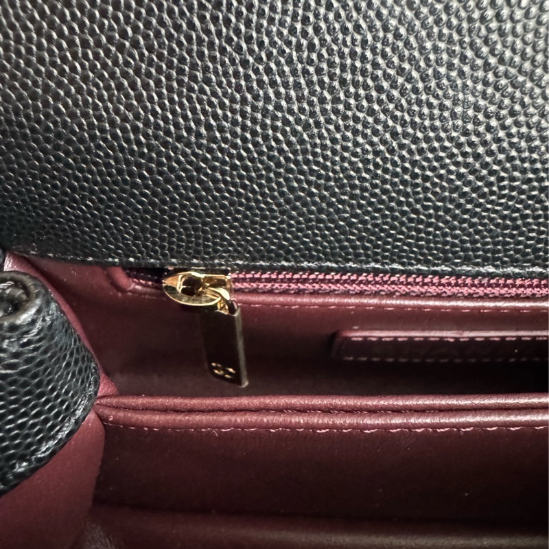 Chanel黑荔枝淡金雙C mini handle-25