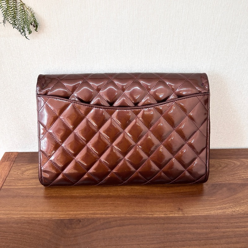 Chanel香奈兒 CF jumbo酒紅色 漆皮單蓋銀鏈 日常通勤非常實用-2