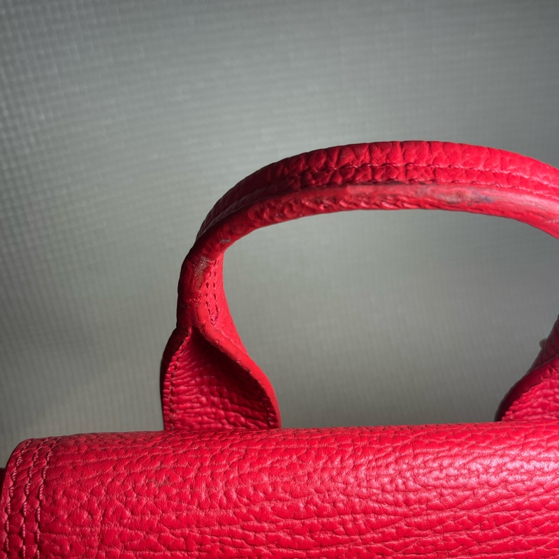 不走平台費 正品3.1 Phillip Lim Pashli 金扣式小牛皮手提/斜背包(紅)-9