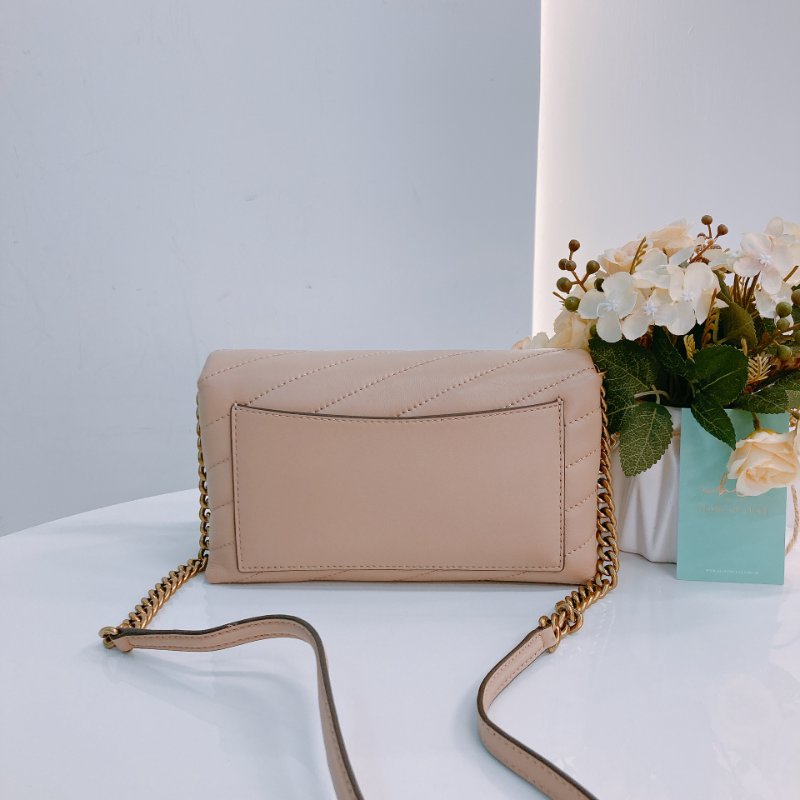 MS0670 Tory Burch 湯麗柏琦 Kira Chevron Chain Wallet Leather Beige x GHW-1