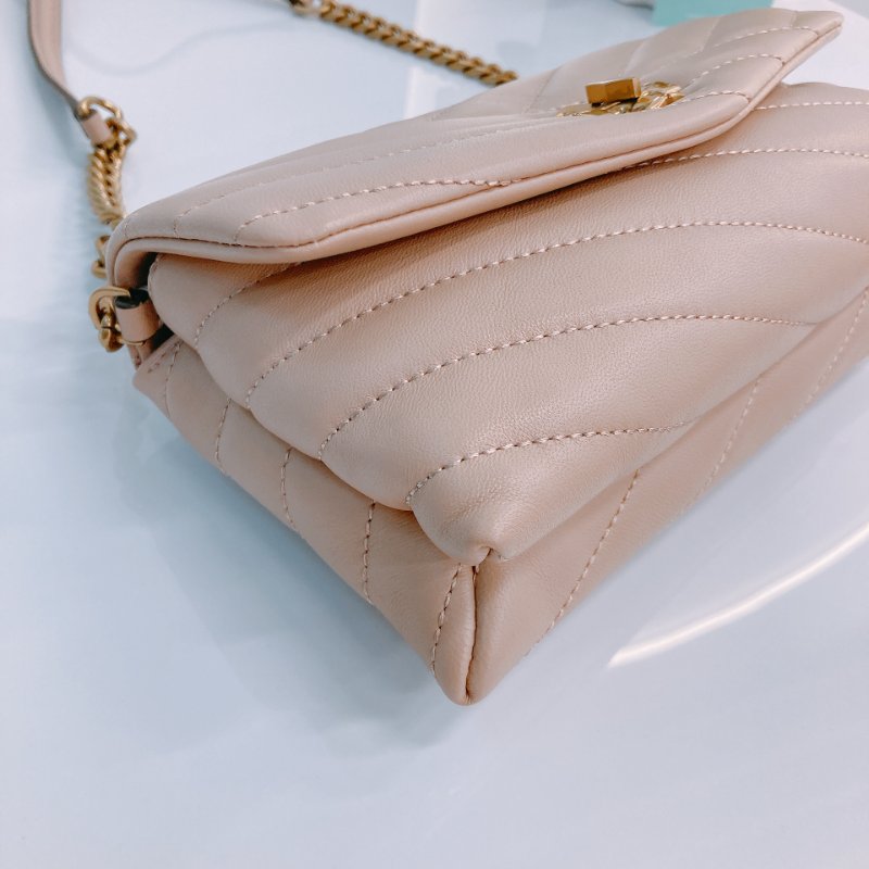 MS0670 Tory Burch 湯麗柏琦 Kira Chevron Chain Wallet Leather Beige x GHW-5