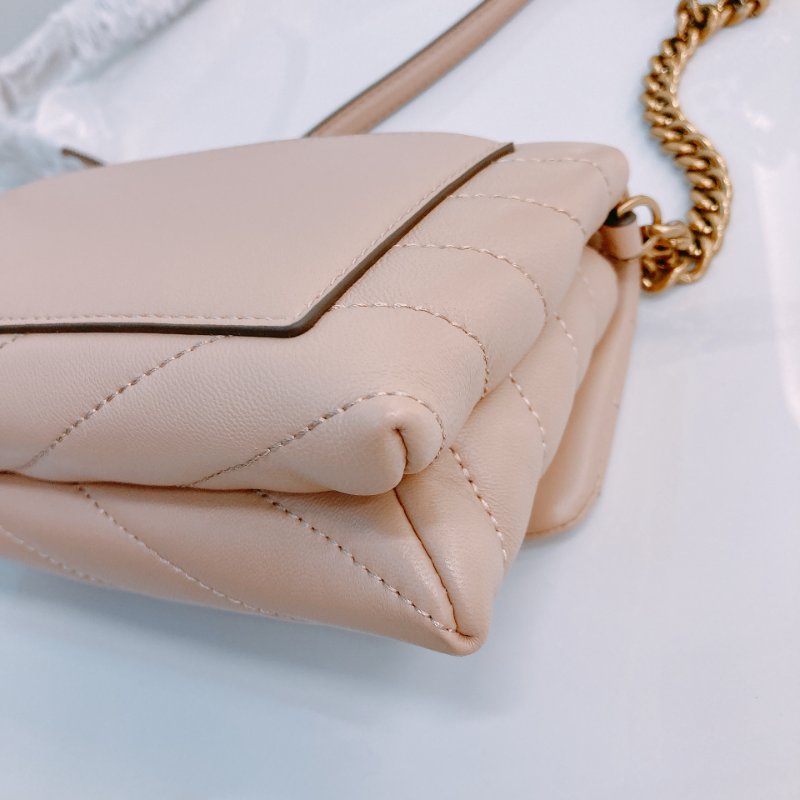 MS0670 Tory Burch 湯麗柏琦 Kira Chevron Chain Wallet Leather Beige x GHW-8