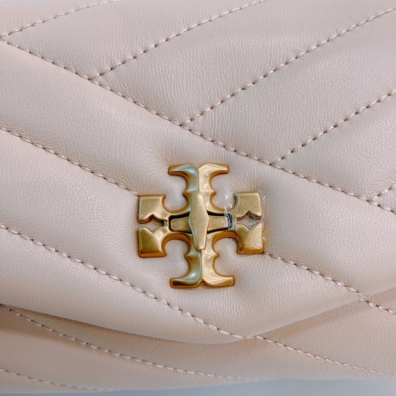 MS0670 Tory Burch 湯麗柏琦 Kira Chevron Chain Wallet Leather Beige x GHW-10