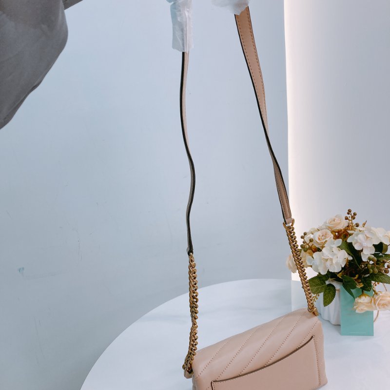 MS0670 Tory Burch 湯麗柏琦 Kira Chevron Chain Wallet Leather Beige x GHW-14