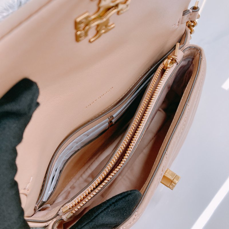 MS0670 Tory Burch 湯麗柏琦 Kira Chevron Chain Wallet Leather Beige x GHW-18