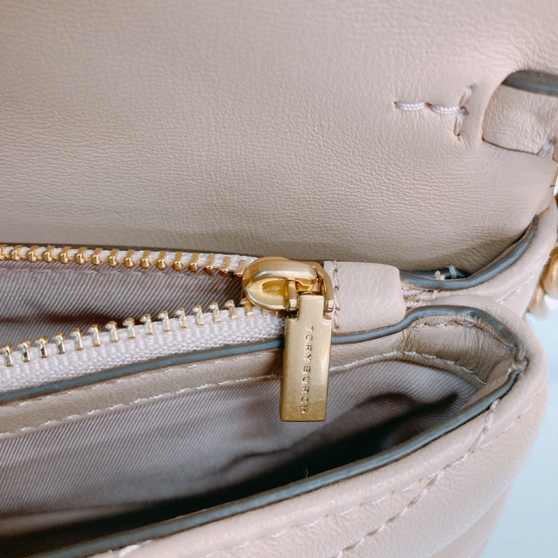 MS0670 Tory Burch 湯麗柏琦 Kira Chevron Chain Wallet Leather Beige x GHW-20