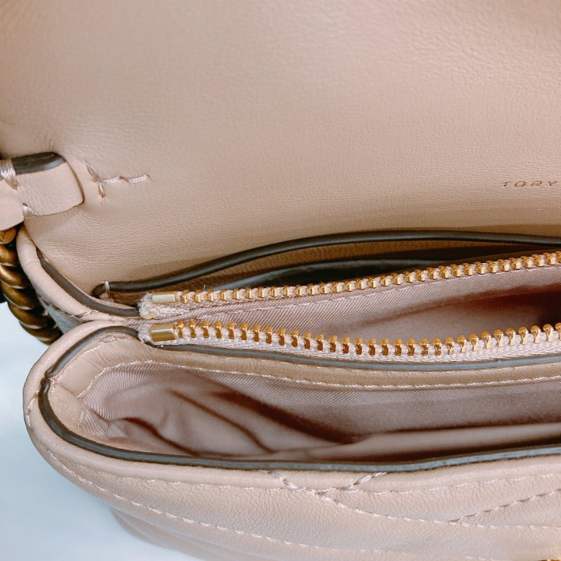 MS0670 Tory Burch 湯麗柏琦 Kira Chevron Chain Wallet Leather Beige x GHW-21