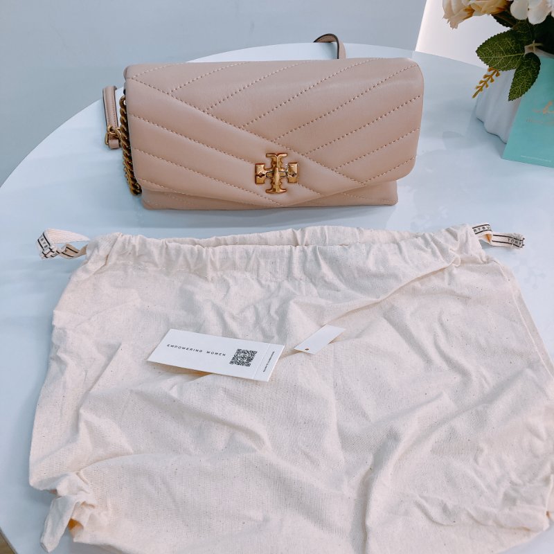 MS0670 Tory Burch 湯麗柏琦 Kira Chevron Chain Wallet Leather Beige x GHW-22