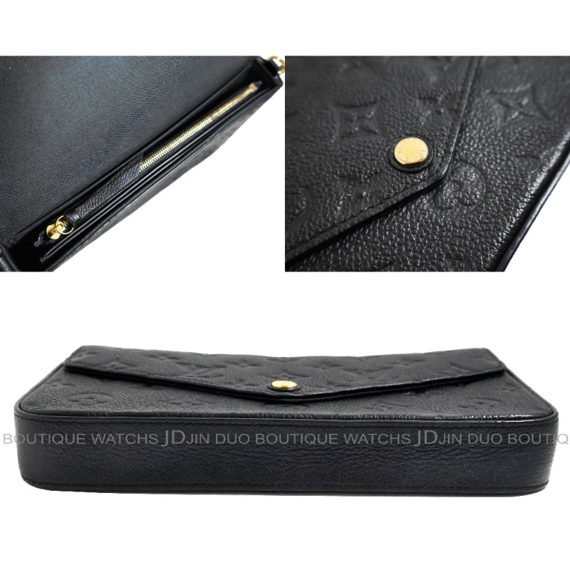 金鐸精品~C796 LOUIS VUUTTON LV路易威登M64064黑色牛皮壓紋金鍊WOC側肩背包-4
