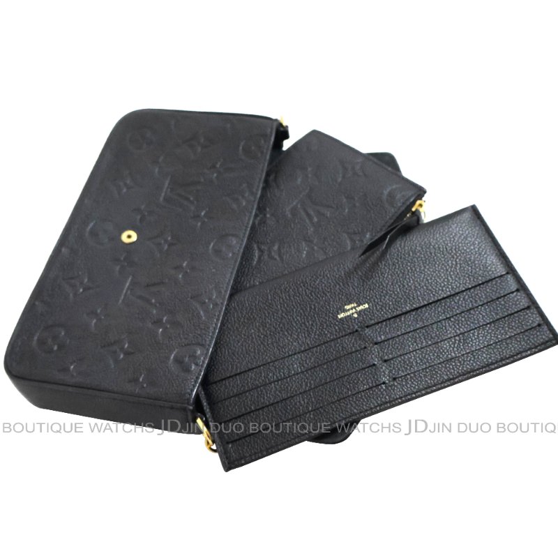 金鐸精品~C796 LOUIS VUUTTON LV路易威登M64064黑色牛皮壓紋金鍊WOC側肩背包-5