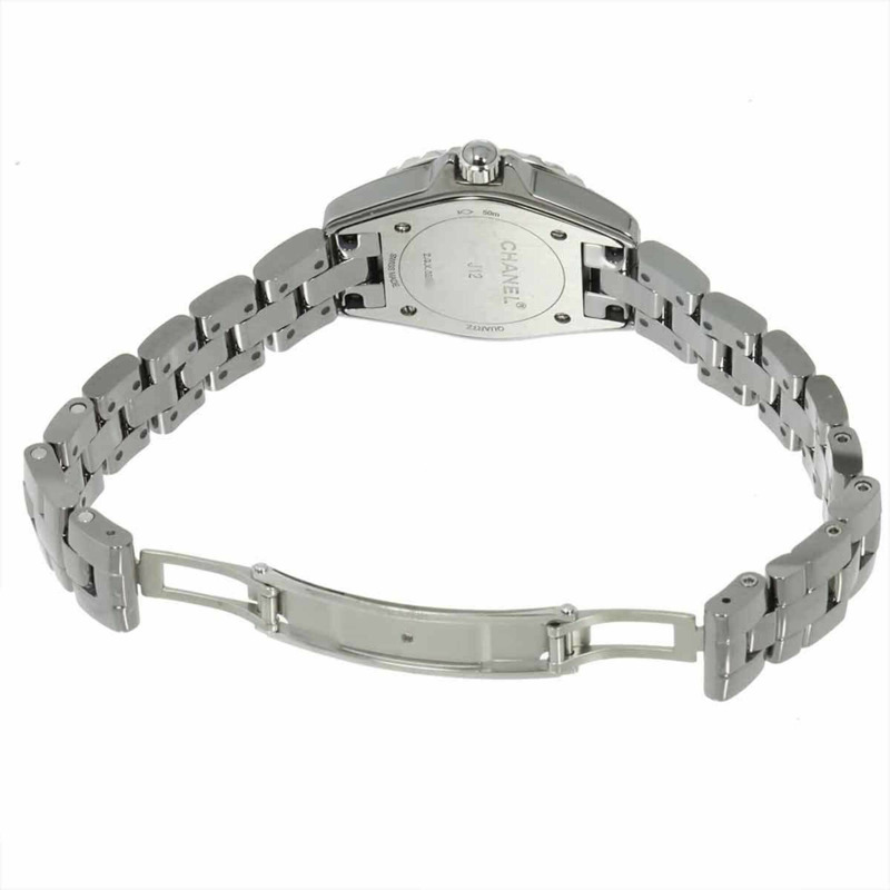 香奈兒 J12 Chromatic 29毫米 H3401 女士腕錶,日期顯示,鑲嵌8顆鑽石,銀色,石英錶-4