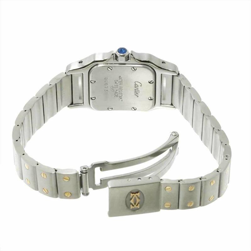 卡地亞 Santos Galbee SM W20012C4 雙色女錶,象牙色及18K黃金,石英錶-3