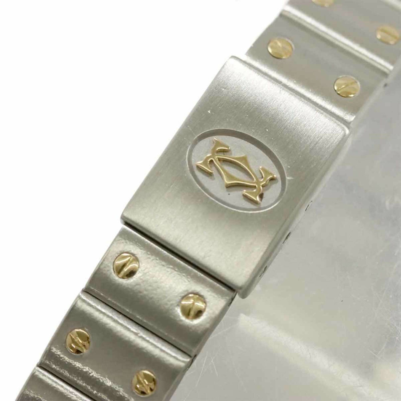 卡地亞 Santos Galbee SM W20012C4 雙色女錶,象牙色及18K黃金,石英錶-5