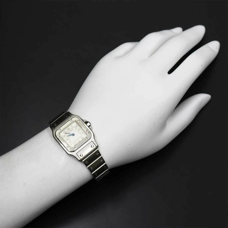 卡地亞 Santos Galbee SM W20024D6 女士腕錶，象牙色，石英錶-2