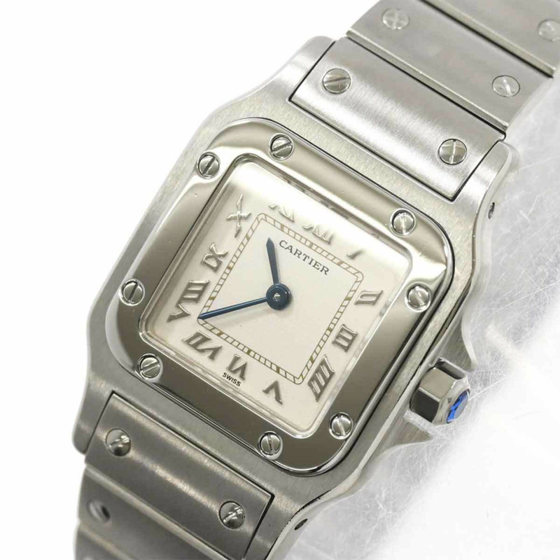 卡地亞 Santos Galbee SM W20024D6 女士腕錶，象牙色，石英錶-6