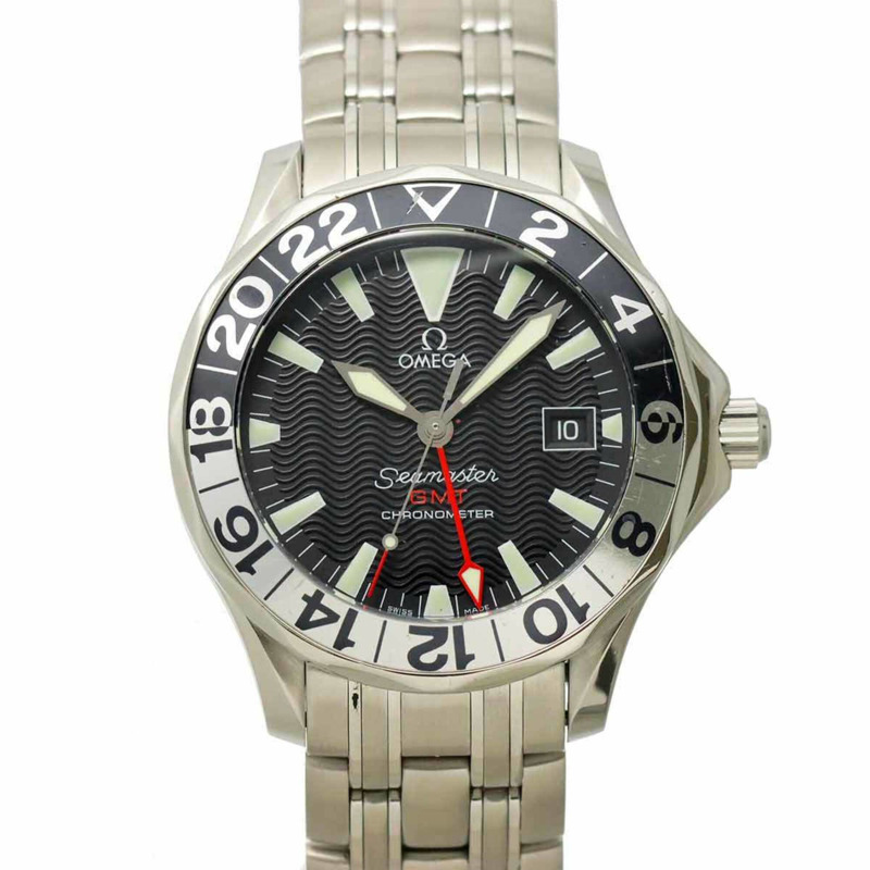 歐米茄海馬系列GMT 2834 50 50週年紀念版男士腕錶，黑色，自動上鍊機芯-0