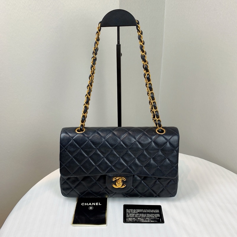 香奈兒/Chanel 經典CF金扣羊皮菱格紋鏈條單肩斜背包26x7x16cm-0