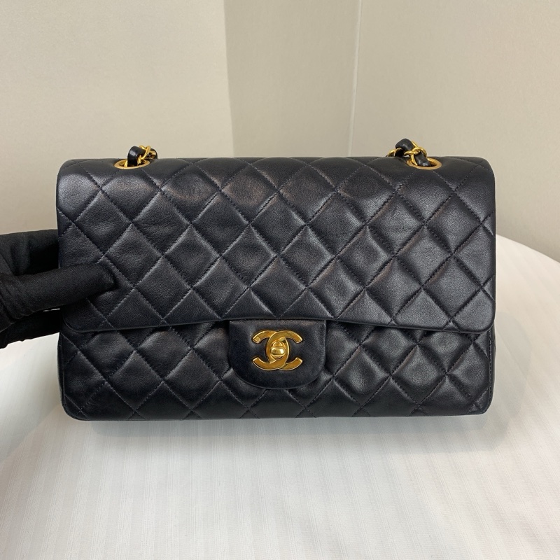 香奈兒/Chanel 經典CF金扣羊皮菱格紋鏈條單肩斜背包26x7x16cm-1