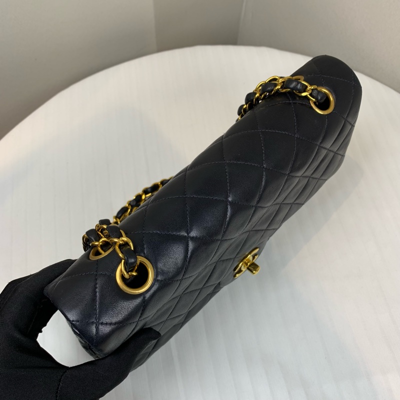 香奈兒/Chanel 經典CF金扣羊皮菱格紋鏈條單肩斜背包26x7x16cm-3