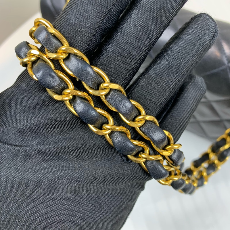 香奈兒/Chanel 經典CF金扣羊皮菱格紋鏈條單肩斜背包26x7x16cm-6