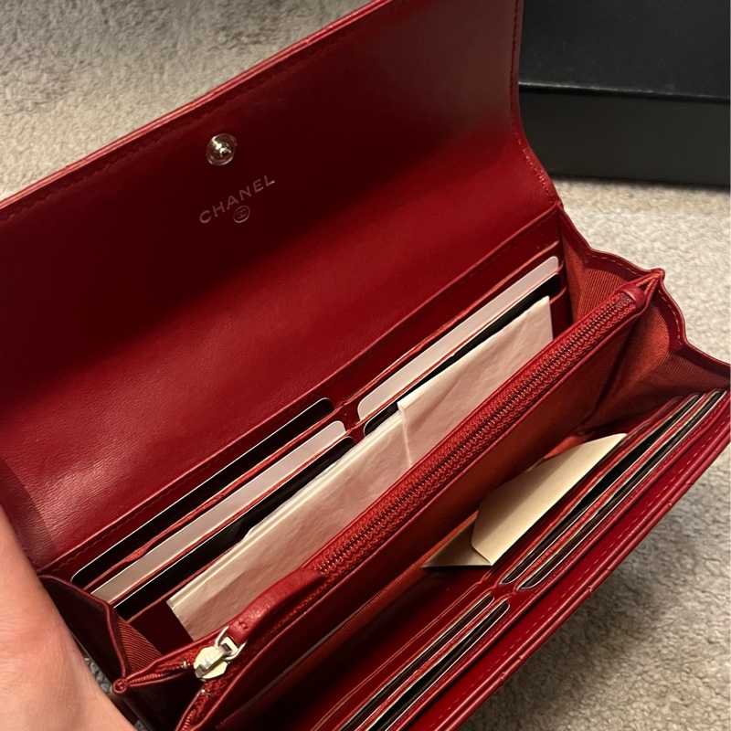 CHANEL 紅色長夾-3