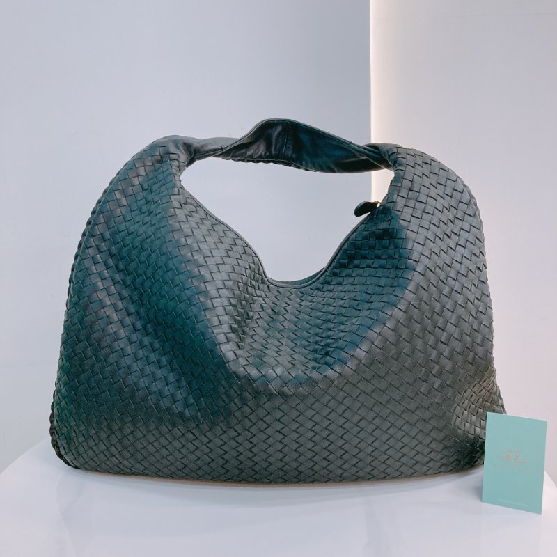 MS0676 Bottega Veneta 葆蝶家 寶緹嘉 大號 編織手提包 牛皮 黑色 銀扣 Large Hop Tote Bag Calfskin Black x PHW-1