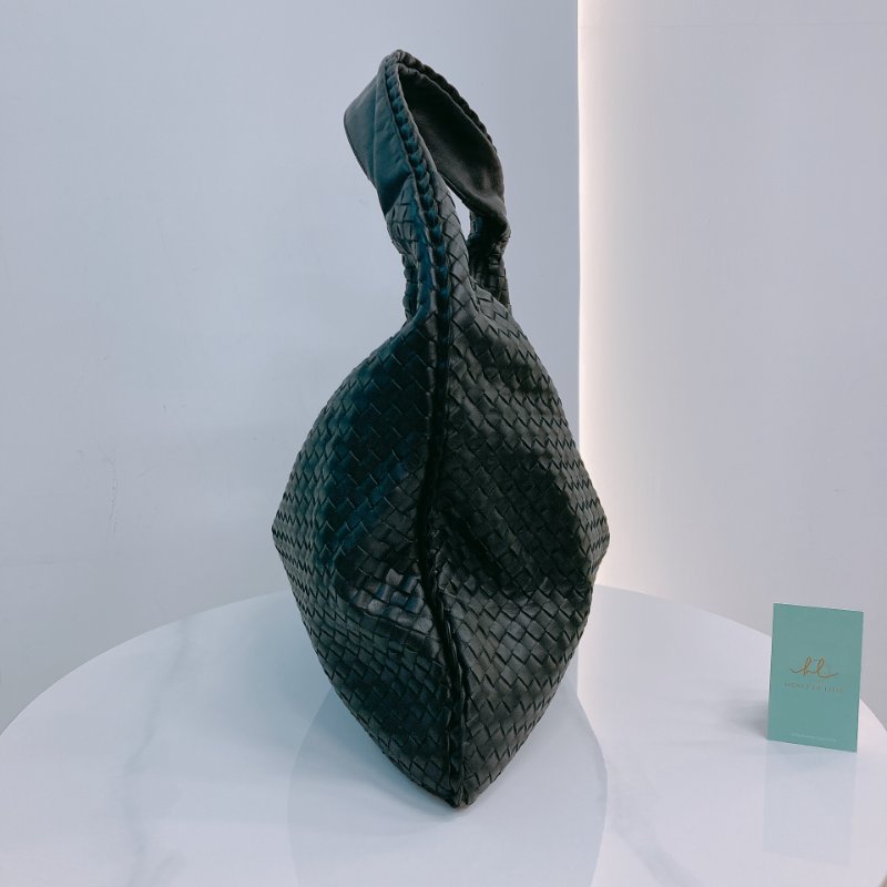 MS0676 Bottega Veneta 葆蝶家 寶緹嘉 大號 編織手提包 牛皮 黑色 銀扣 Large Hop Tote Bag Calfskin Black x PHW-2