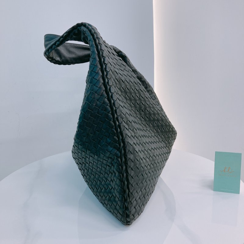 MS0676 Bottega Veneta 葆蝶家 寶緹嘉 大號 編織手提包 牛皮 黑色 銀扣 Large Hop Tote Bag Calfskin Black x PHW-3