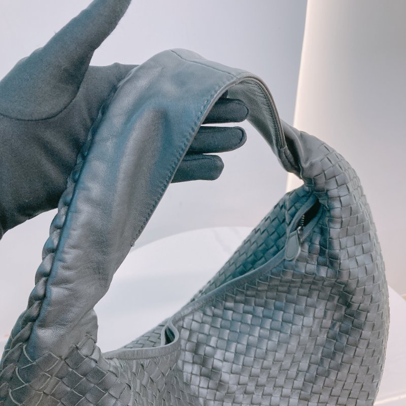 MS0676 Bottega Veneta 葆蝶家 寶緹嘉 大號 編織手提包 牛皮 黑色 銀扣 Large Hop Tote Bag Calfskin Black x PHW-9