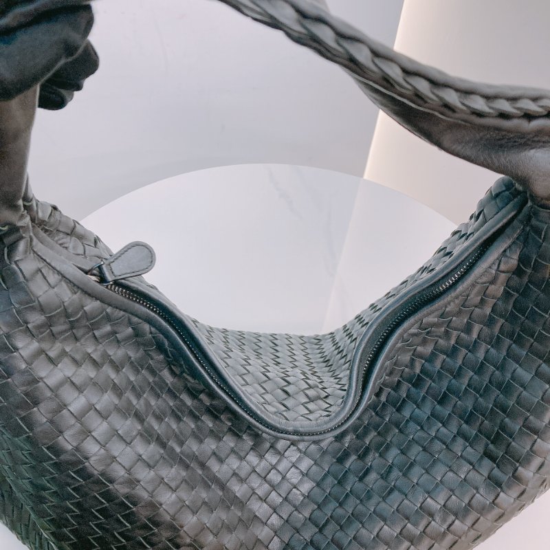 MS0676 Bottega Veneta 葆蝶家 寶緹嘉 大號 編織手提包 牛皮 黑色 銀扣 Large Hop Tote Bag Calfskin Black x PHW-11