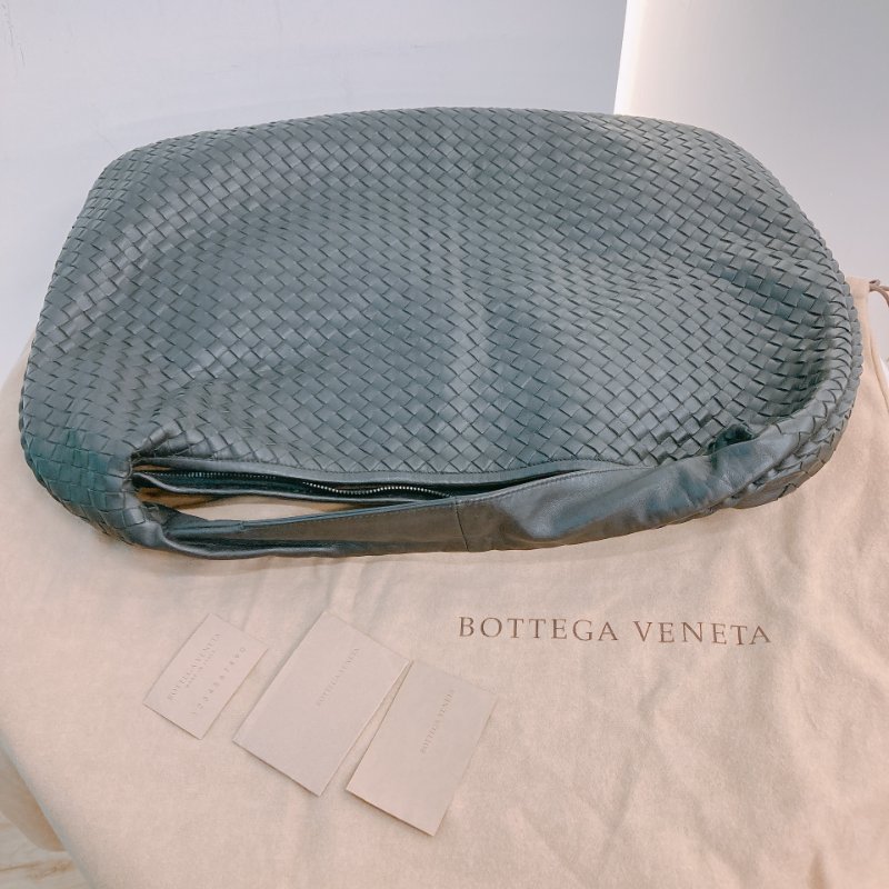 MS0676 Bottega Veneta 葆蝶家 寶緹嘉 大號 編織手提包 牛皮 黑色 銀扣 Large Hop Tote Bag Calfskin Black x PHW-22