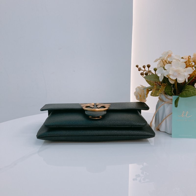 MS0636 Pinko 品高 燕子包 斜背 單肩 迷你 皮革 黑色 金扣 Love One Soft Crossbody Bag Mini 23cm Leather Black x GHW-4