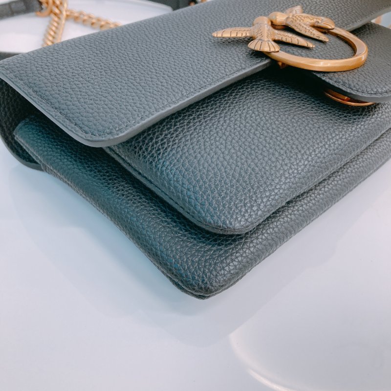 MS0636 Pinko 品高 燕子包 斜背 單肩 迷你 皮革 黑色 金扣 Love One Soft Crossbody Bag Mini 23cm Leather Black x GHW-5