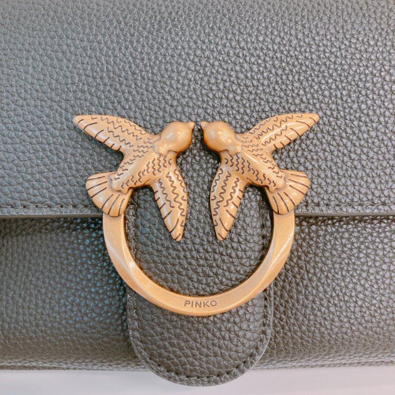 MS0636 Pinko 品高 燕子包 斜背 單肩 迷你 皮革 黑色 金扣 Love One Soft Crossbody Bag Mini 23cm Leather Black x GHW-12