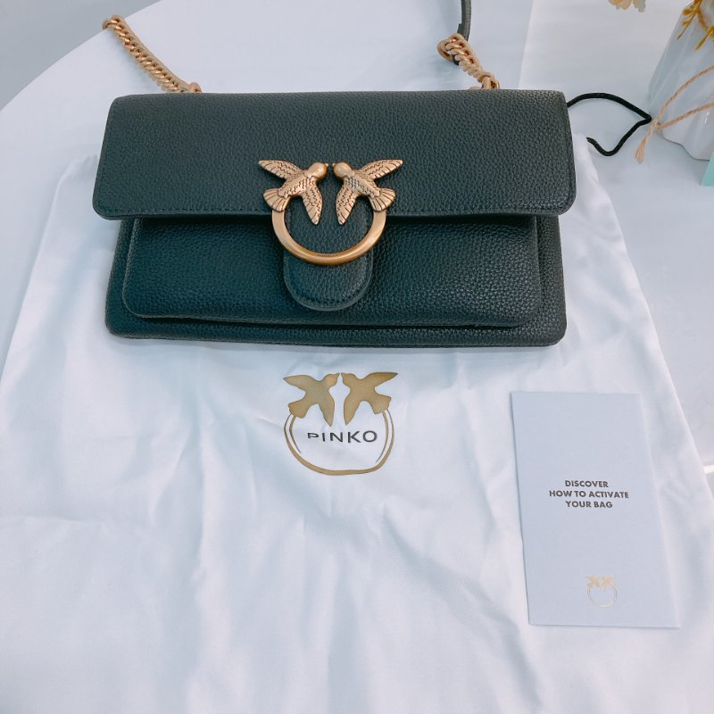 MS0636 Pinko 品高 燕子包 斜背 單肩 迷你 皮革 黑色 金扣 Love One Soft Crossbody Bag Mini 23cm Leather Black x GHW-18