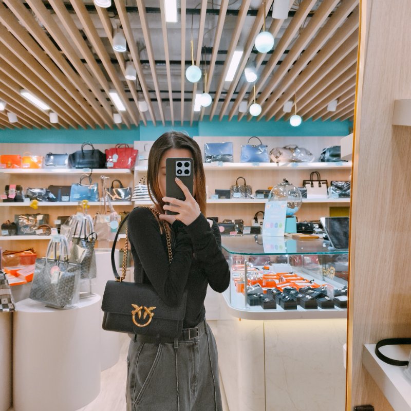 MS0636 Pinko 品高 燕子包 斜背 單肩 迷你 皮革 黑色 金扣 Love One Soft Crossbody Bag Mini 23cm Leather Black x GHW-19