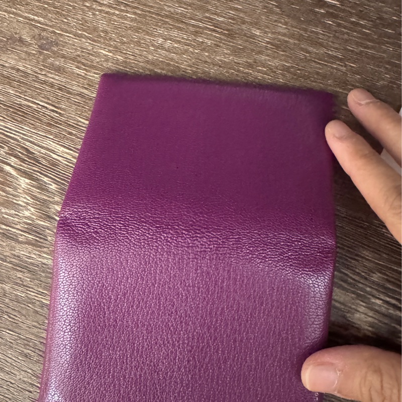 近全新Hermes 愛馬仕 calvi 山羊皮卡夾 深紫色-4