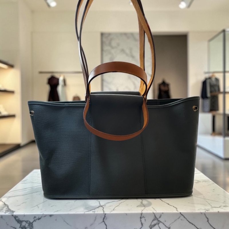 ⏰限時特賣價🌺Hermes Cabag 38 Canvas 愛馬仕帆布單肩包托特包 海軍藍色-1