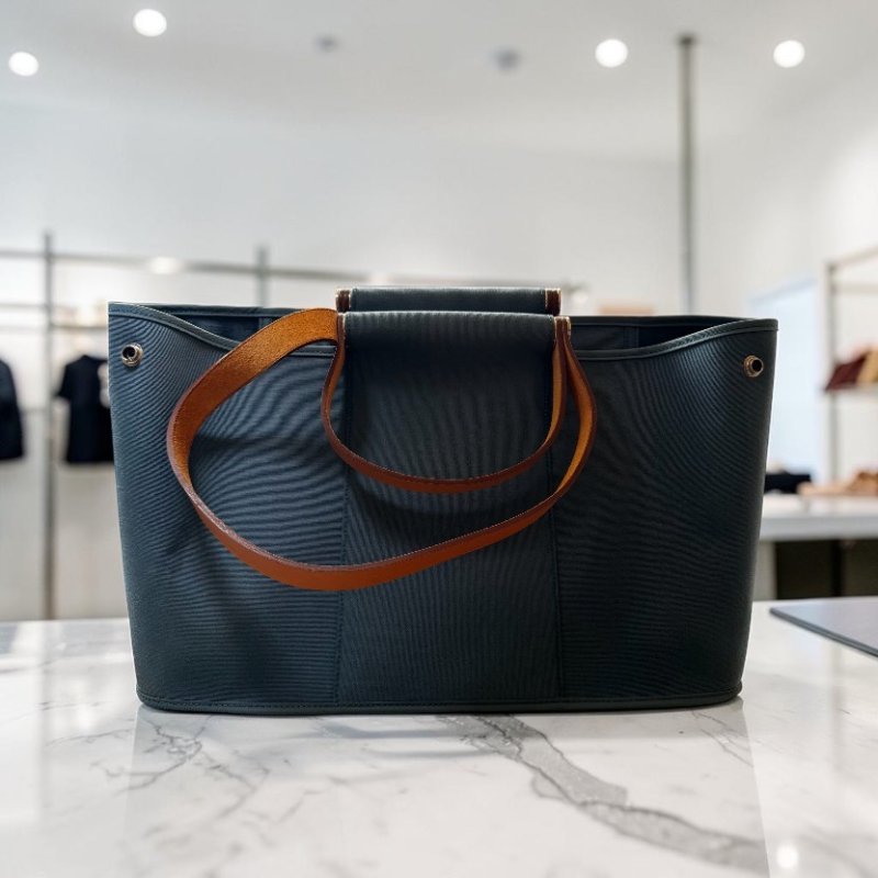 ⏰限時特賣價🌺Hermes Cabag 38 Canvas 愛馬仕帆布單肩包托特包 海軍藍色-3