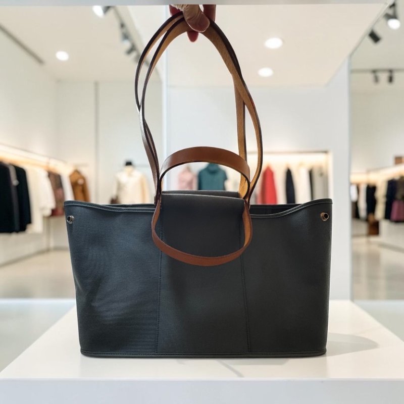 ⏰限時特賣價🌺Hermes Cabag 38 Canvas 愛馬仕帆布單肩包托特包 海軍藍色-5